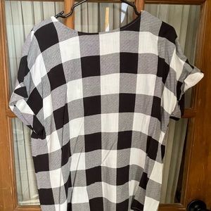 Black and white check blouse